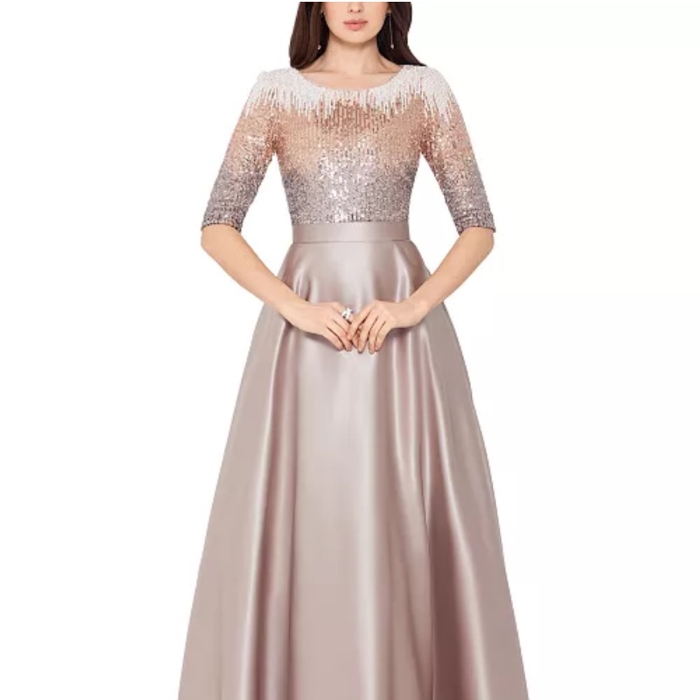 Betsy & Adam champagne dress with sequin